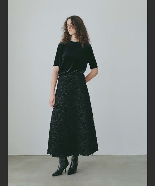 HER.(ハー)の「ベロアハーフスリーブTシャツ(Tシャツ/カットソー・レディース・ブラック/クリーム・フリー)」の6枚目の写真