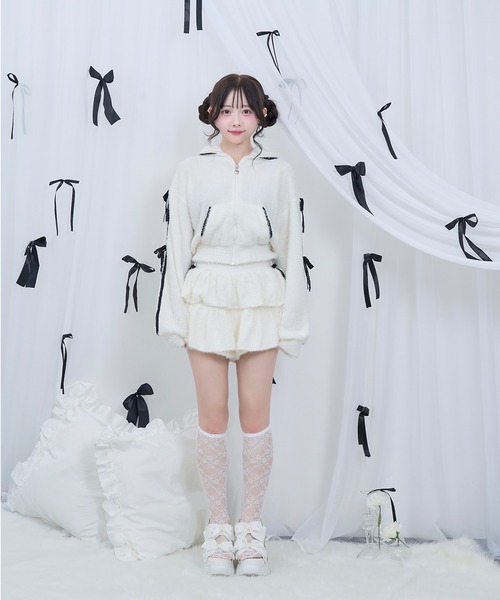 Honey Cinnamon(ハニーシナモン)の「ふわふわ配色セットアップ(セットアップ・レディース・ブラック/ホワイト・FREE)」の18枚目の写真
