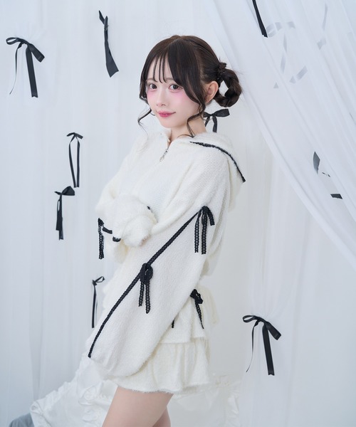 Honey Cinnamon(ハニーシナモン)の「ふわふわ配色セットアップ(セットアップ・レディース・ブラック/ホワイト・FREE)」の17枚目の写真