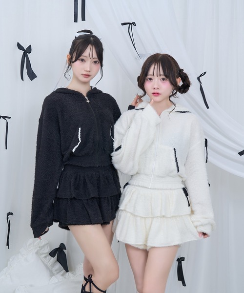 Honey Cinnamon(ハニーシナモン)の「ふわふわ配色セットアップ(セットアップ・レディース・ブラック/ホワイト・FREE)」の21枚目の写真