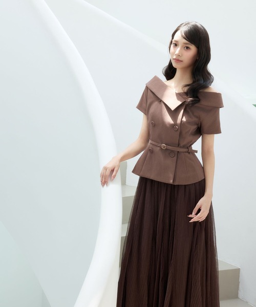 polaura(ポローラ)の「オフショルカラーダブルボタンジャケット(Tシャツ/カットソー・レディース・グレー/ホワイト/ブラック/ブラウン・FREE)」の17枚目の写真