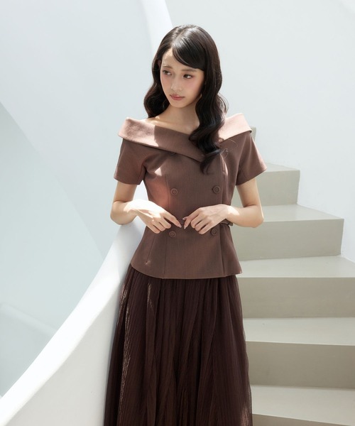 polaura(ポローラ)の「オフショルカラーダブルボタンジャケット(Tシャツ/カットソー・レディース・グレー/ホワイト/ブラック/ブラウン・FREE)」の19枚目の写真