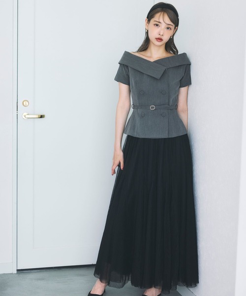 polaura(ポローラ)の「オフショルカラーダブルボタンジャケット(Tシャツ/カットソー・レディース・グレー/ホワイト/ブラック/ブラウン・FREE)」の7枚目の写真