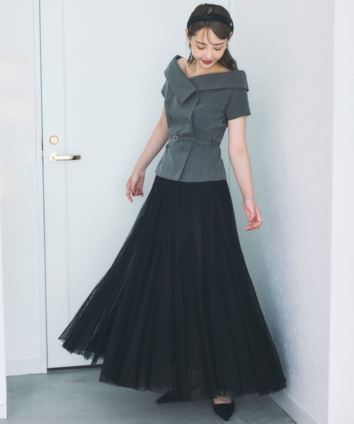 polaura(ポローラ)の「オフショルカラーダブルボタンジャケット(Tシャツ/カットソー・レディース・グレー/ホワイト/ブラック/ブラウン・FREE)」の8枚目の写真