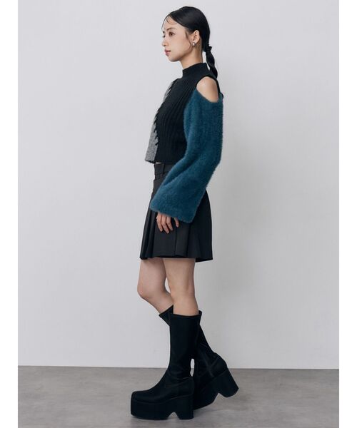 MURUA(ムルーア)の「フィットタックブーツ(ブーツ・レディース・ブラック/アイボリー・24.5/23.5/22.5)」の5枚目の写真