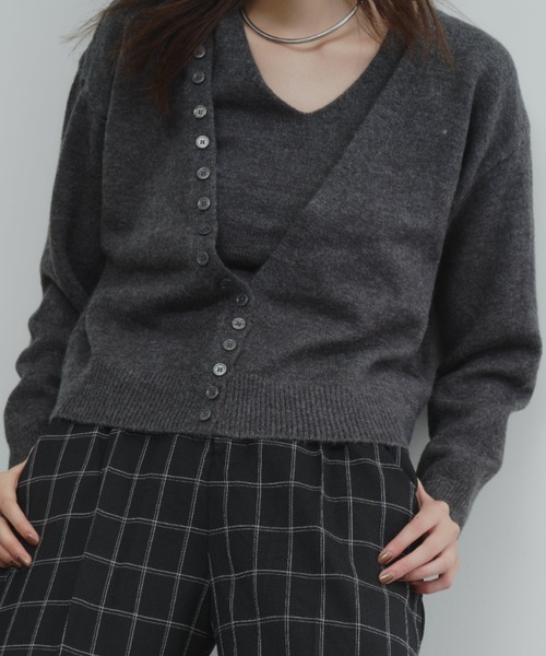 DFFUR.（ディフル）の「メニーボタンカーディガンセット（カーディガン/ボレロ・レディース・ピンク/チャコールグレー/アイボリー・FREE）」の14枚目の写真