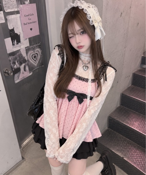 SPINNS(スピンズ)の「チュニックワンピース/リボン/ドットヒョウアソート/平成ギャル/姫ギャル(チュニック・レディース・ピンク系その他2/ピンク系その他・ONESIZE)」の3枚目の写真