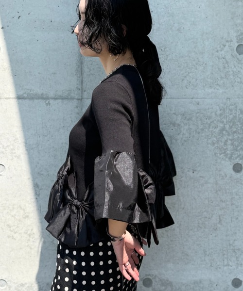 deux amour(ドゥーザムール)の「裾リボン袖フレアートップス(Tシャツ/カットソー・レディース・ホワイト/ブラック/ブラック×ホワイト・M~L)」の21枚目の写真