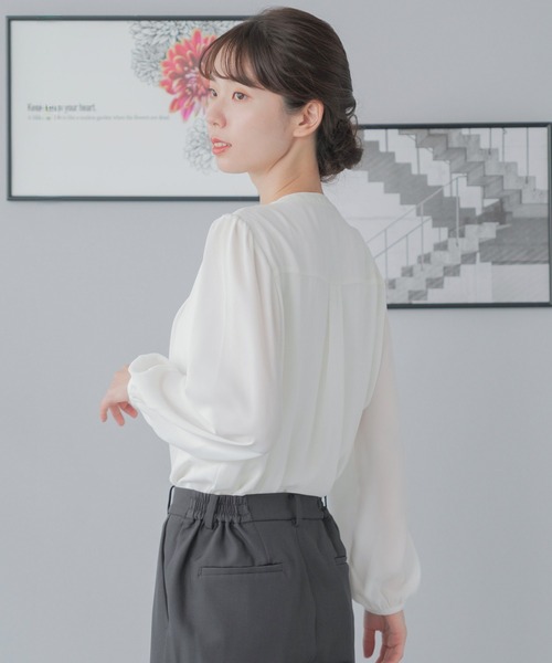 festinalente(フェスティナレンテ)の「2way ボウタイ 長袖 ブラウス(シャツ/ブラウス・レディース・ホワイト/モカ/ブラック・L/M/S/LL)」の5枚目の写真