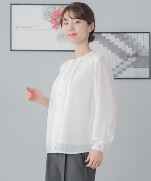 festinalente(フェスティナレンテ)の「2way ボウタイ 長袖 ブラウス(シャツ/ブラウス・レディース・ホワイト/モカ/ブラック・L/M/S/LL)」の7枚目の写真