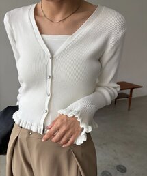 ニュアンスボタンフリルカーディガン