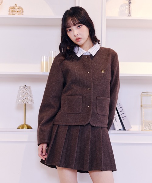 Lallana(ララーナ)の「Classic Wool-Like Jacket /クラシックウールライクジャケット(その他アウター・レディース・ブラウン/グレー・FREE)」の2枚目の写真