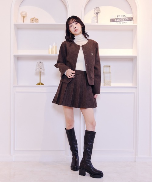 Lallana(ララーナ)の「Classic Wool-Like Jacket /クラシックウールライクジャケット(その他アウター・レディース・ブラウン/グレー・FREE)」の9枚目の写真