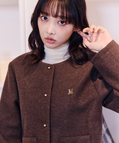 Lallana(ララーナ)の「Classic Wool-Like Jacket /クラシックウールライクジャケット(その他アウター・レディース・ブラウン/グレー・FREE)」の7枚目の写真