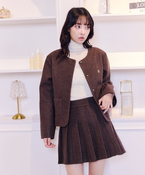 Lallana(ララーナ)の「Classic Wool-Like Jacket /クラシックウールライクジャケット(その他アウター・レディース・ブラウン/グレー・FREE)」の4枚目の写真