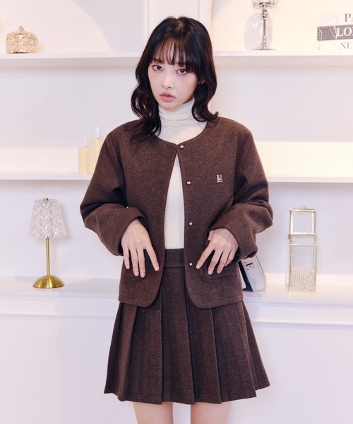 Lallana(ララーナ)の「Classic Wool-Like Jacket /クラシックウールライクジャケット(その他アウター・レディース・ブラウン/グレー・FREE)」の5枚目の写真
