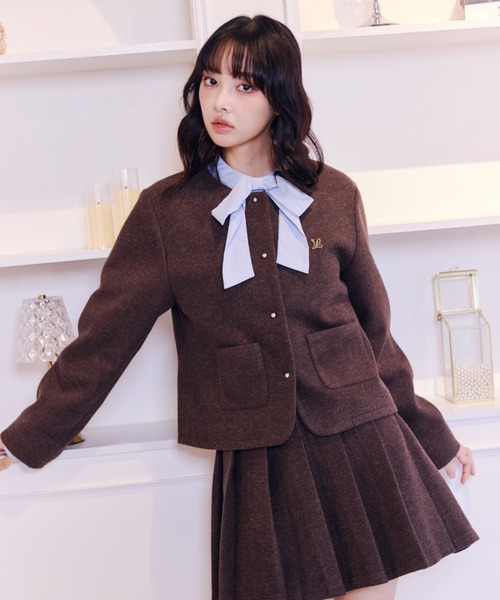 Lallana(ララーナ)の「Classic Wool-Like Jacket /クラシックウールライクジャケット(その他アウター・レディース・ブラウン/グレー・FREE)」の3枚目の写真