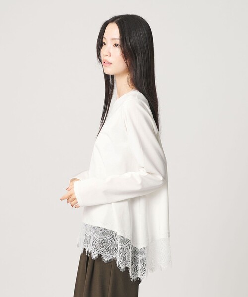 BEAUTY&YOUTH UNITED ARROWS(ビューティーアンドユースユナイテッドアローズ)の「レースコンビ ロングスリーブ カットソー(Tシャツ/カットソー・レディース・ダークブラウン/ブラック/オフホワイト・FREE)」の4枚目の写真