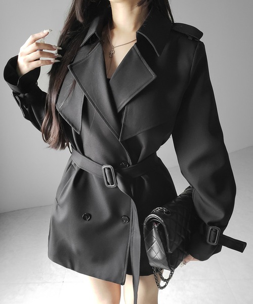 me+em select(ミームセレクト)の「【 2color 】ウエストマークレディミドルトレンチコート / waistmark lady middle trench coat(トレンチコート・レディース・ベージュ/ブラック・FREE)」の2枚目の写真