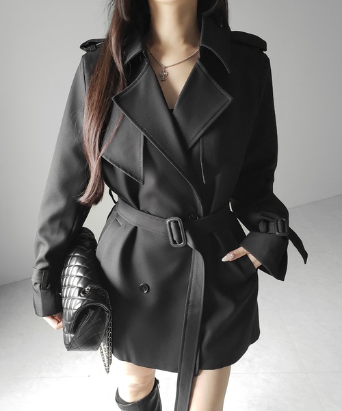 me+em select(ミームセレクト)の「【 2color 】ウエストマークレディミドルトレンチコート / waistmark lady middle trench coat(トレンチコート・レディース・ベージュ/ブラック・FREE)」の6枚目の写真