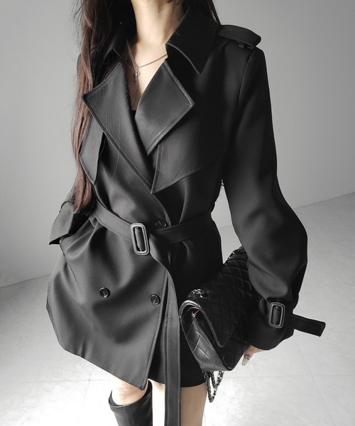 me+em select(ミームセレクト)の「【 2color 】ウエストマークレディミドルトレンチコート / waistmark lady middle trench coat(トレンチコート・レディース・ベージュ/ブラック・FREE)」の4枚目の写真