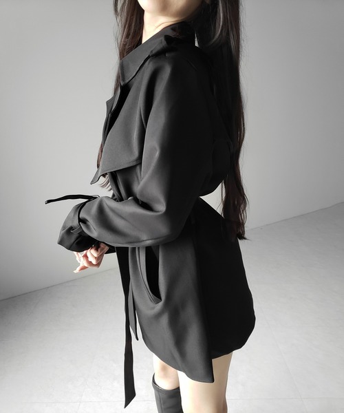 me+em select(ミームセレクト)の「【 2color 】ウエストマークレディミドルトレンチコート / waistmark lady middle trench coat(トレンチコート・レディース・ベージュ/ブラック・FREE)」の5枚目の写真
