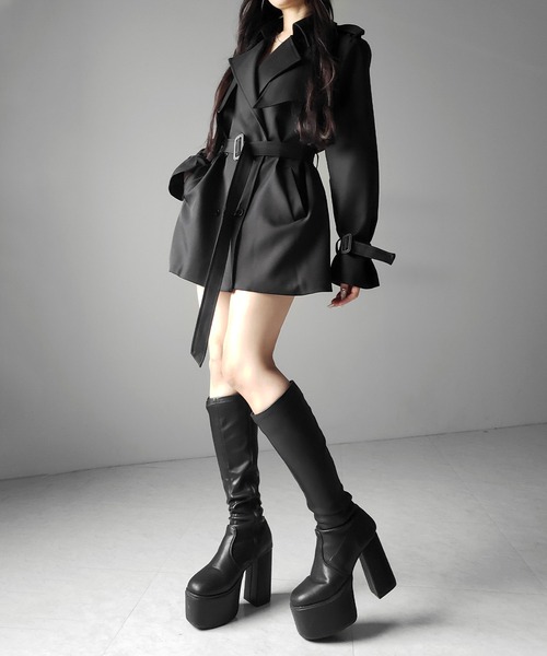 me+em select(ミームセレクト)の「【 2color 】ウエストマークレディミドルトレンチコート / waistmark lady middle trench coat(トレンチコート・レディース・ベージュ/ブラック・FREE)」の12枚目の写真