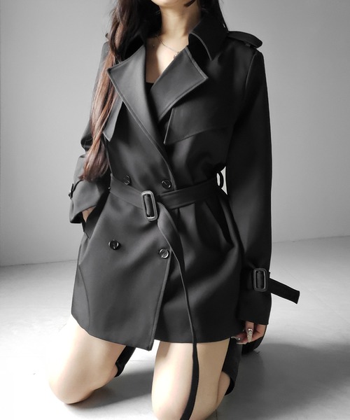 me+em select(ミームセレクト)の「【 2color 】ウエストマークレディミドルトレンチコート / waistmark lady middle trench coat(トレンチコート・レディース・ベージュ/ブラック・FREE)」の15枚目の写真