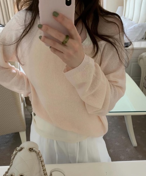 FLINEA(フリネア)の「オフショル長袖ニットトップス(ニット/セーター・レディース・オフホワイト/ピンク/ブルーグレー/ブラック・FREE)」の14枚目の写真