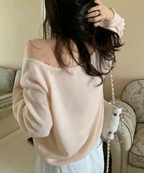 FLINEA(フリネア)の「オフショル長袖ニットトップス(ニット/セーター・レディース・オフホワイト/ピンク/ブルーグレー/ブラック・FREE)」の15枚目の写真