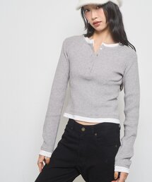 【WEB限定】レイヤードヘンリーニット