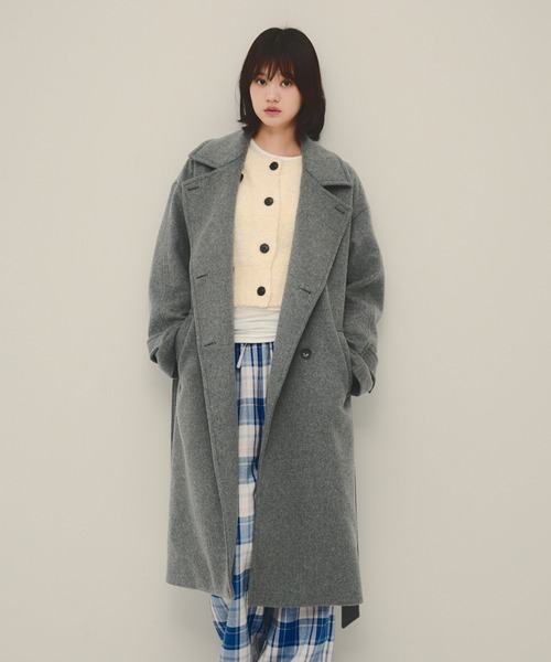 eL(エル)の「【eL】Wool 100 LongCoat/1068021(その他アウター・レディース・ネイビー/グレー/ブラウン・FREE)」の2枚目の写真