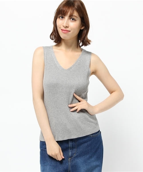 RODEO CROWNS WIDE BOWL（ロデオクラウンズワイドボウル）の「Vネック リブニット タンクトップ（タンクトップ・レディース・オフホワイト/トップグレー/ピンク・SMALL/MEDIUM）」の10枚目の写真