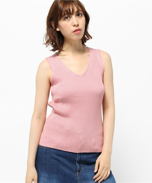 RODEO CROWNS WIDE BOWL（ロデオクラウンズワイドボウル）の「Vネック リブニット タンクトップ（タンクトップ・レディース・オフホワイト/トップグレー/ピンク・SMALL/MEDIUM）」の11枚目の写真
