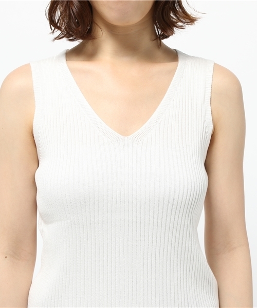 RODEO CROWNS WIDE BOWL（ロデオクラウンズワイドボウル）の「Vネック リブニット タンクトップ（タンクトップ・レディース・オフホワイト/トップグレー/ピンク・SMALL/MEDIUM）」の7枚目の写真