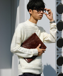 【渡部篤郎さん着用 メンズクラブ12月号 掲載商品】クルーネックニット/パネルリンクス柄