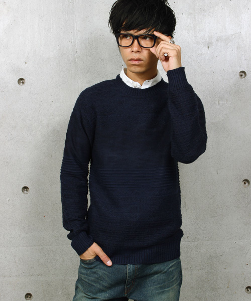 ESSENTIAL GARMENT MEN'S BIGI（エッセンシャルガーメントメンズビギ）の「【渡部篤郎さん着用 メンズクラブ12月号 掲載商品】クルーネックニット/パネルリンクス柄（ニット/セーター・メンズ・カーキ/ホワイト/ネイビー・L/S/M）」の16枚目の写真