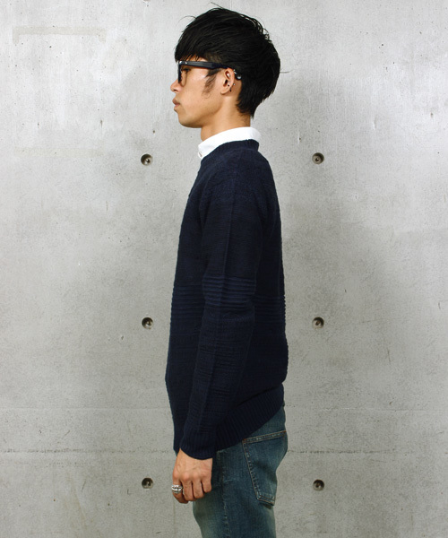 ESSENTIAL GARMENT MEN'S BIGI（エッセンシャルガーメントメンズビギ）の「【渡部篤郎さん着用 メンズクラブ12月号 掲載商品】クルーネックニット/パネルリンクス柄（ニット/セーター・メンズ・カーキ/ホワイト/ネイビー・L/S/M）」の18枚目の写真