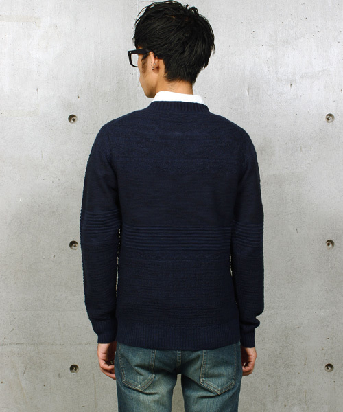 ESSENTIAL GARMENT MEN'S BIGI（エッセンシャルガーメントメンズビギ）の「【渡部篤郎さん着用 メンズクラブ12月号 掲載商品】クルーネックニット/パネルリンクス柄（ニット/セーター・メンズ・カーキ/ホワイト/ネイビー・L/S/M）」の19枚目の写真