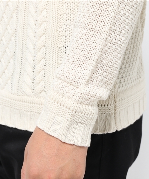 Revo.（レボ）の「Revo. ケーブル編み クルーネック ニット（ニット/セーター・メンズ・ネイビー/アイボリー/カーキ/ブラック/ワインレッド/グレー・1/2）」の18枚目の写真