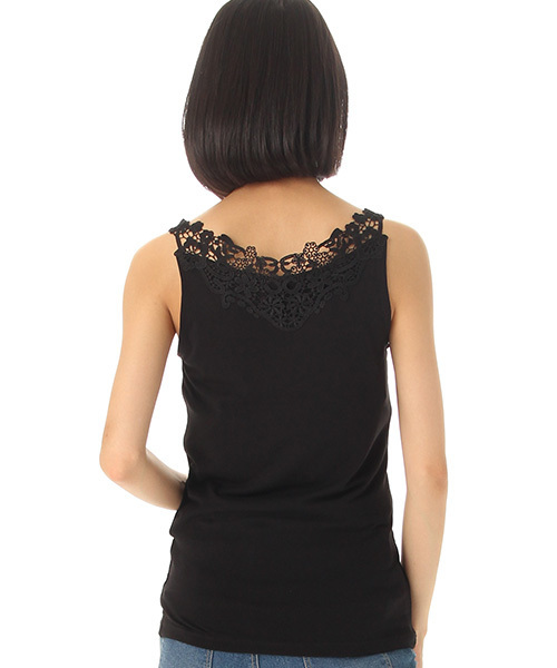 Honeys（ハニーズ）の「レース使いタンクトップ（タンクトップ・レディース・オフホワイト/ブラック/ネイビー/ピンク/グリーン/モカ・M/L）」の13枚目の写真