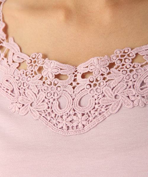 Honeys（ハニーズ）の「レース使いタンクトップ（タンクトップ・レディース・オフホワイト/ブラック/ネイビー/ピンク/グリーン/モカ・M/L）」の14枚目の写真