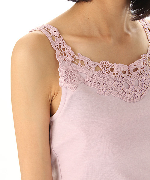 Honeys（ハニーズ）の「レース使いタンクトップ（タンクトップ・レディース・オフホワイト/ブラック/ネイビー/ピンク/グリーン/モカ・M/L）」の15枚目の写真