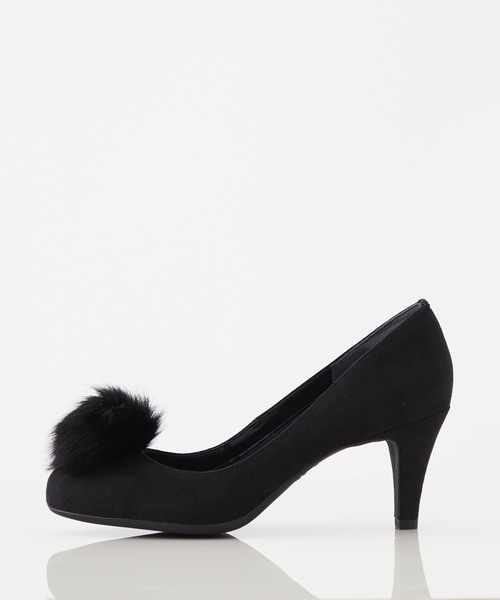 STUDIOUS（ステュディオス）の「【SEPTEMBER MOON】《STUDIOUS別注》ラビットファーぽんぽんパンプス　ST-4（パンプス・レディース・ブラック/グレー/ブルー・24.5/23.5/22.5）」の4枚目の写真