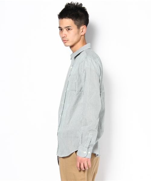 WEGO（ウィゴー）の「ストライプLSシャツ（シャツ/ブラウス・メンズ・ダークグレー/グリーン/ネイビー・MEDIUM/LARGE）」の4枚目の写真