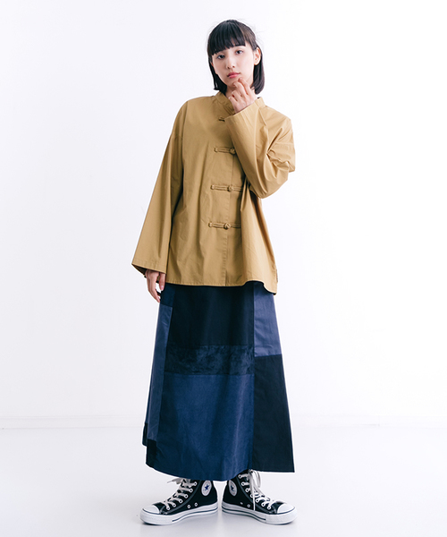 MERLOT（メルロー）の「チャイナボタン長袖シャツ1056（シャツ/ブラウス・レディース・オフホワイト/ブラック/キャメル/ワイン・FREE）」の10枚目の写真