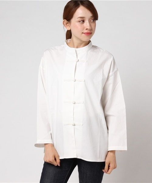 MERLOT（メルロー）の「チャイナボタン長袖シャツ1056（シャツ/ブラウス・レディース・オフホワイト/ブラック/キャメル/ワイン・FREE）」の16枚目の写真