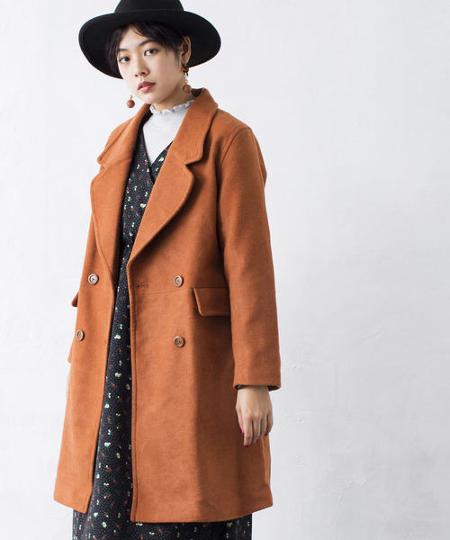 WEGO（ウィゴー）の「WEGO/BIGカラーダブルチェスターコート（チェスターコート・レディース・ネイビー/ライトグレー/キャメル/ライトピンク/サックスブルー/ブラウン・LARGE/MEDIUM）」の3枚目の写真