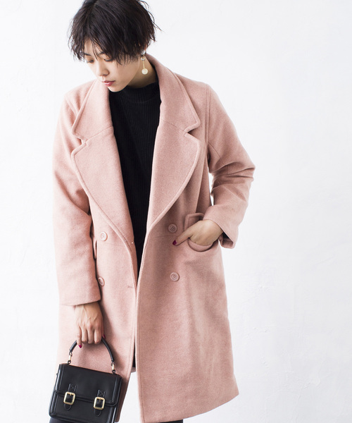 WEGO（ウィゴー）の「WEGO/BIGカラーダブルチェスターコート（チェスターコート・レディース・ネイビー/ライトグレー/キャメル/ライトピンク/サックスブルー/ブラウン・LARGE/MEDIUM）」の6枚目の写真