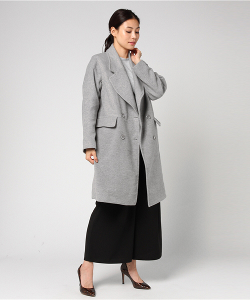 WEGO（ウィゴー）の「WEGO/BIGカラーダブルチェスターコート（チェスターコート・レディース・ネイビー/ライトグレー/キャメル/ライトピンク/サックスブルー/ブラウン・LARGE/MEDIUM）」の13枚目の写真